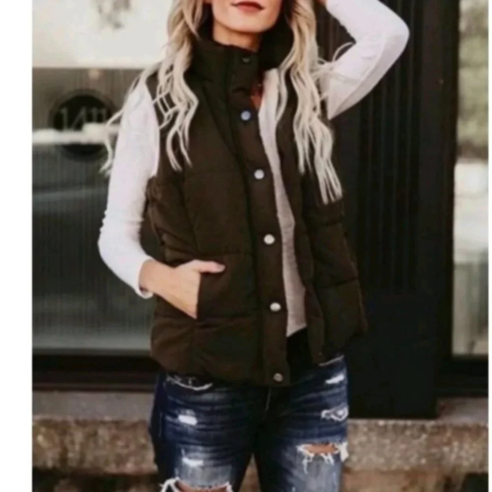 J. Crew Down Puffer Vest Brown Women‎ S